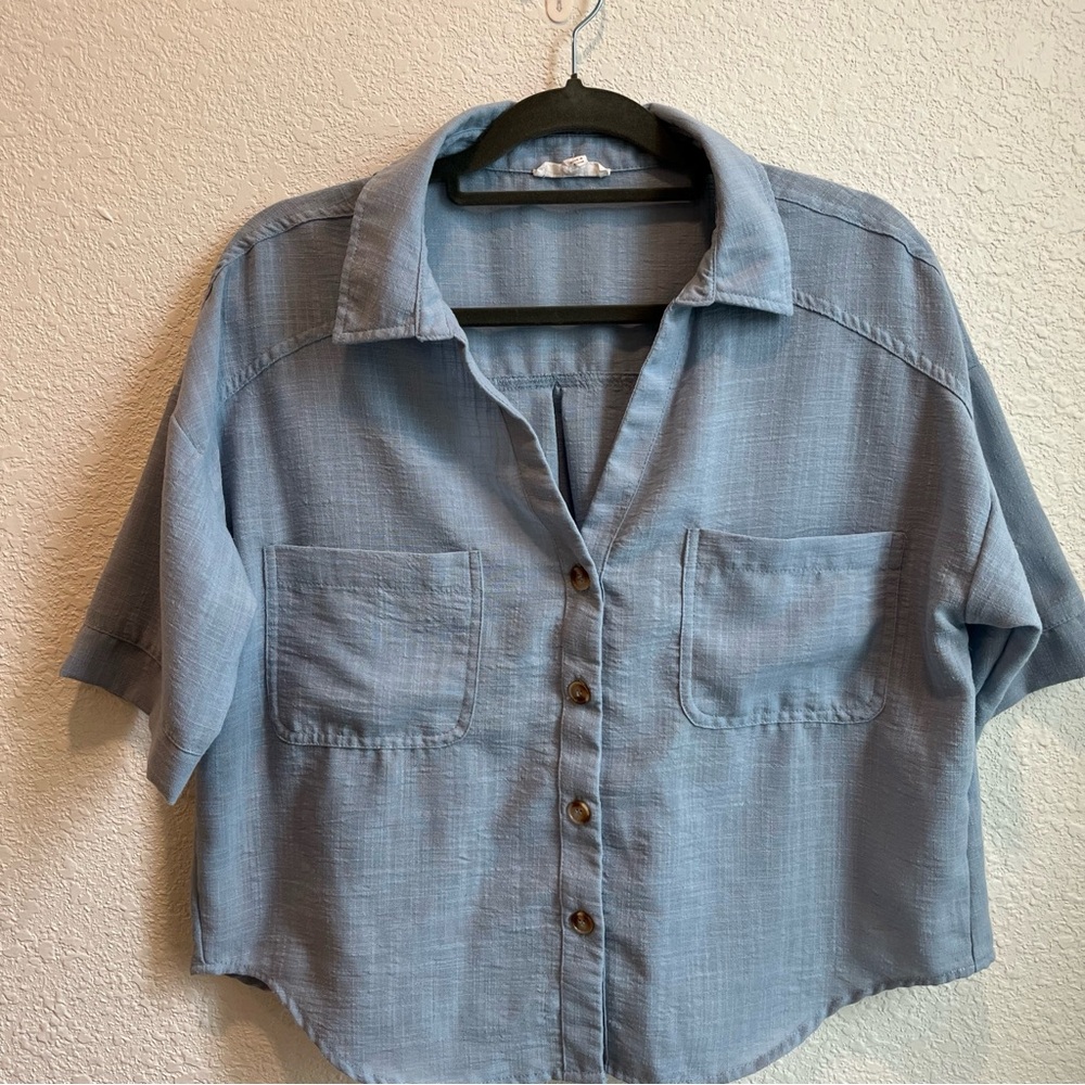 Blu Pepper Sky Blue Textured Shirt